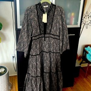 Doen Black Prairie Paisley Dress new with tags